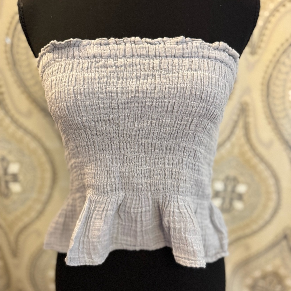American Eagle Outfitters Light Blue/Periwinkle Strapless Crop Top